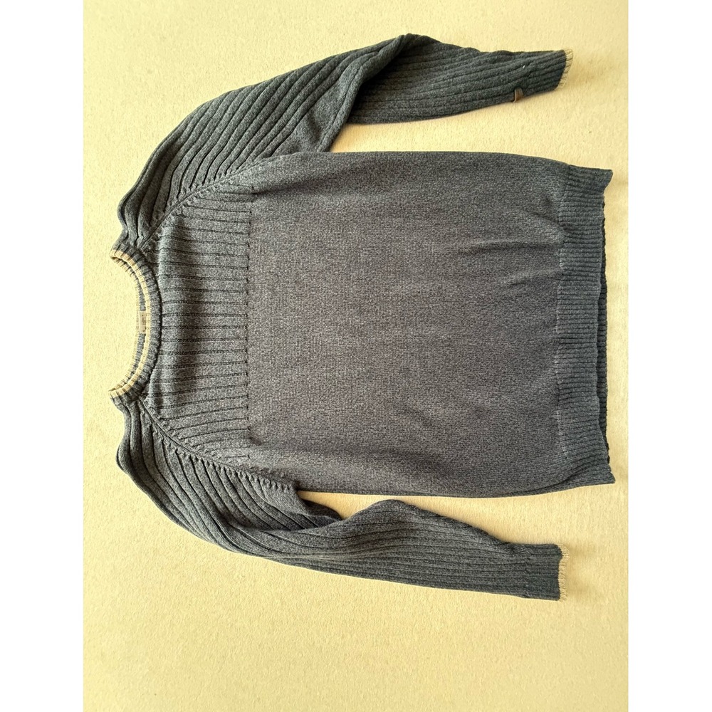 Columbia Mens XL Charcoal Gray Ribbed Raglan Crew Neck Knit Sweater
